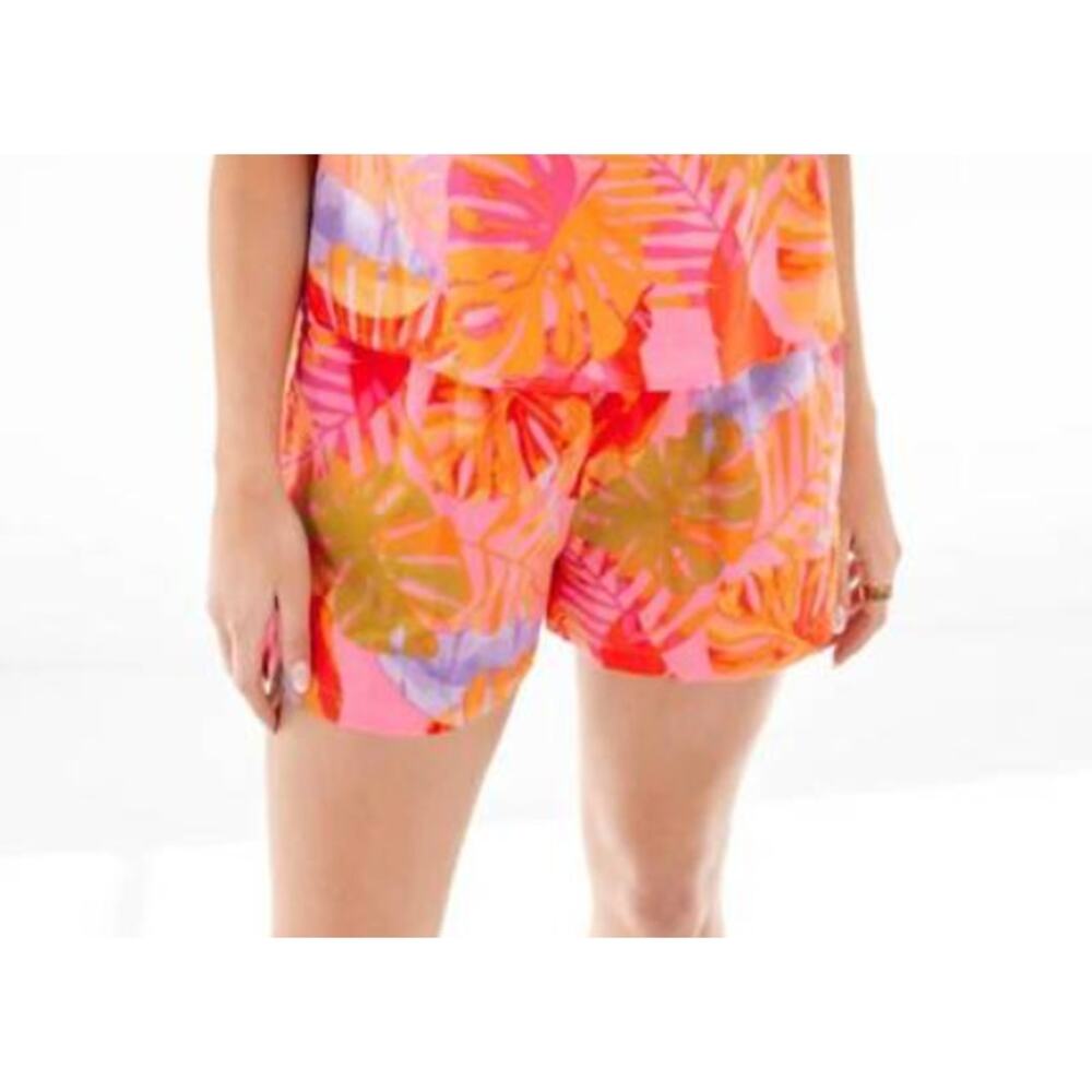 J. Marie Shorts‎ Womens Size M Eden Cotton Lined Palm Tropical Pull On Vacation
